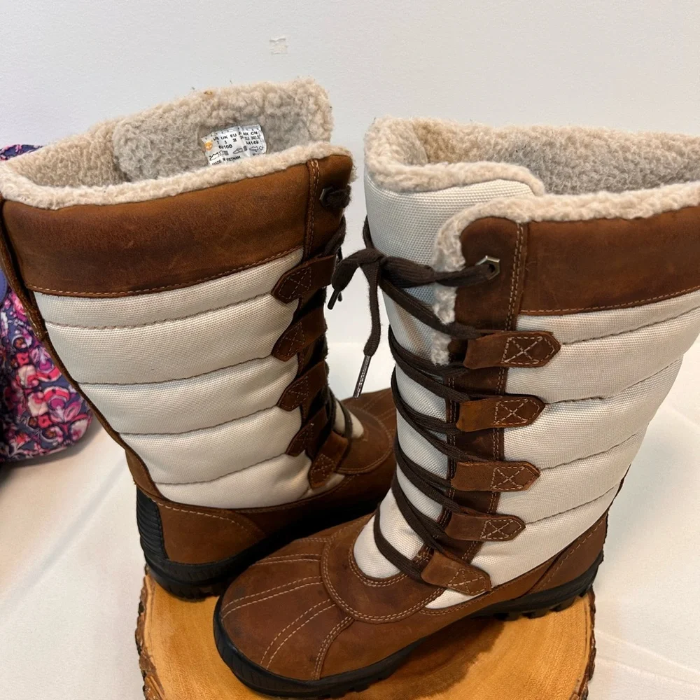 Timberland Women's Mount Hayes Tall‎ Waterproof Brown Snow Boots Size 7